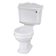 Traditional Classic Close Coupled WC Toilet with Cistern, Handle & Seat - 855mm x 490mm