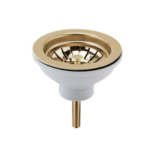 Fireclay Kitchen Sink Basket Strainer Waste - 90mm - Brushed Brass