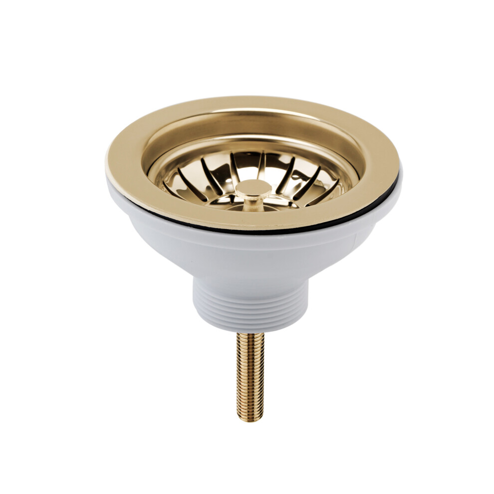 Fireclay Kitchen Sink Basket Strainer Waste - 90mm - Brushed Brass