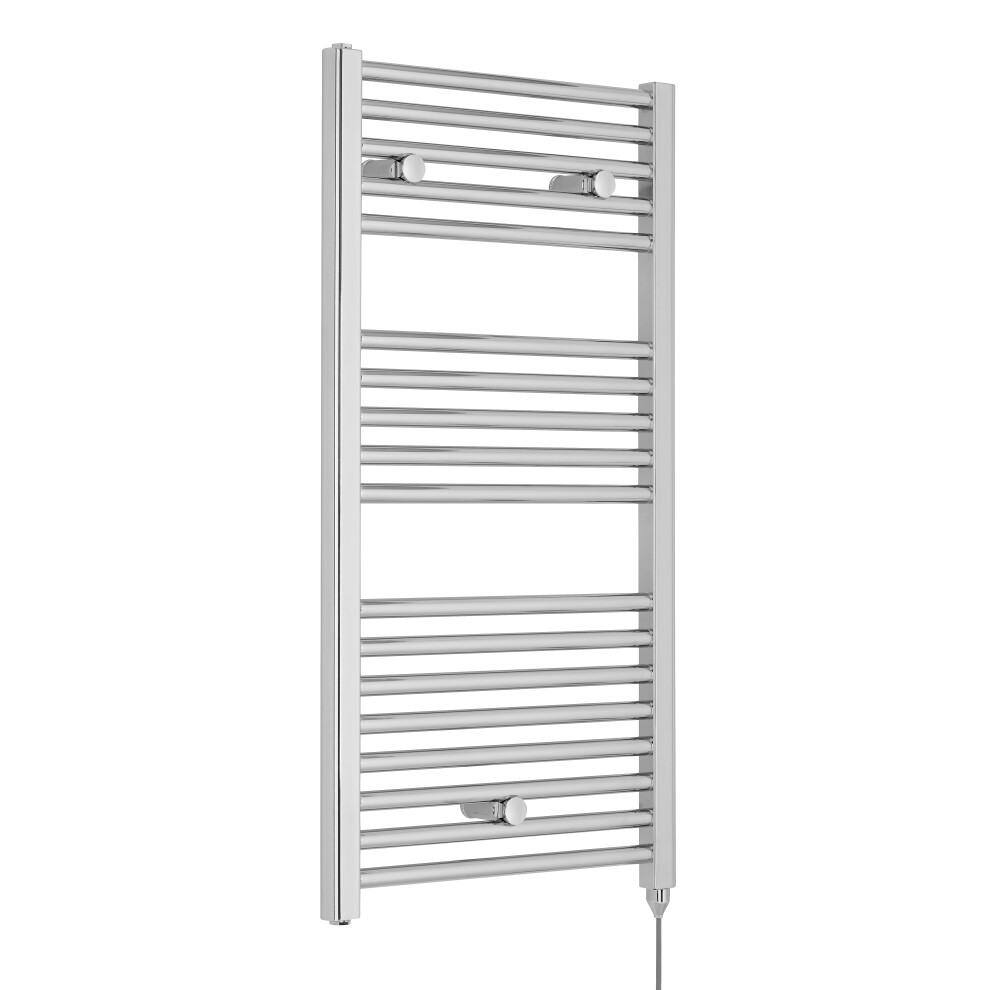 Electric Vertical Round Towel Rail with 18 Rails - 920mm x 480mm - 300 Watt - Chrome