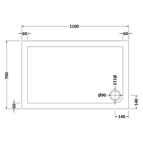 Balterley 1100mm x 700mm Premium Slip Resistant Rectangular Shower Tray - White 2