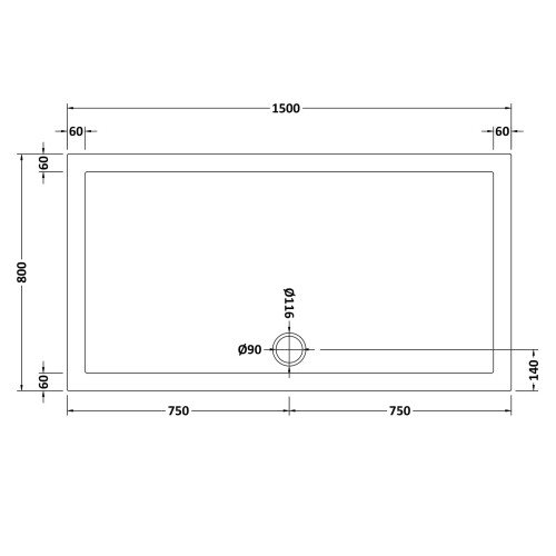 Balterley 1500mm x 800mm Premium Slip Resistant Rectangular Shower Tray - White 2