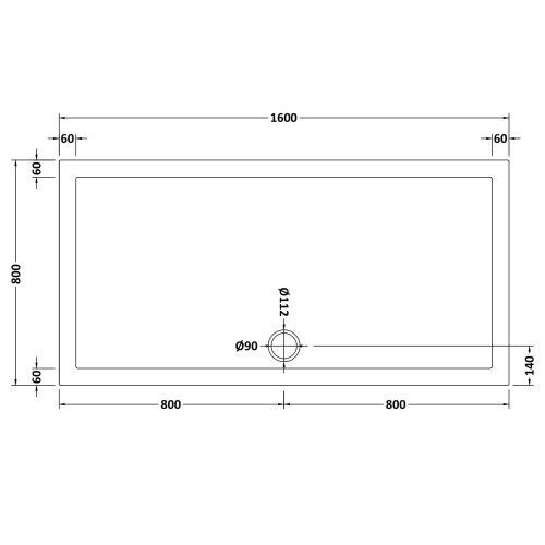 Balterley 1600mm x 800mm Premium Rectangular Shower Tray - White 2