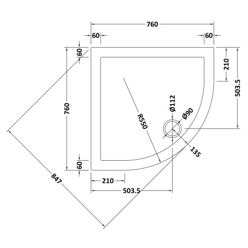 Balterley 760mm Premium Quadrant Shower Tray - White 2