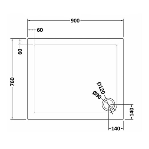 Balterley 900mm x 760mm Premium Rectangular Shower Tray - Slate Grey 2