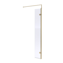 Wetroom 8mm Toughened Safety Glass Hinged Return Screen and Support Bar - 300mm x 1850mm - Brushed Brass
