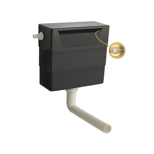 Balterley Universal Water Saving Dual Flush Side Inlet & Traditional Push Button - Brushed Brass/Black 1