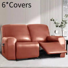 (Orange 2 Seater) Pu Leather Stretch Recliner Sofa Covers Waterproof 2 3 Seater Armchair Cover
