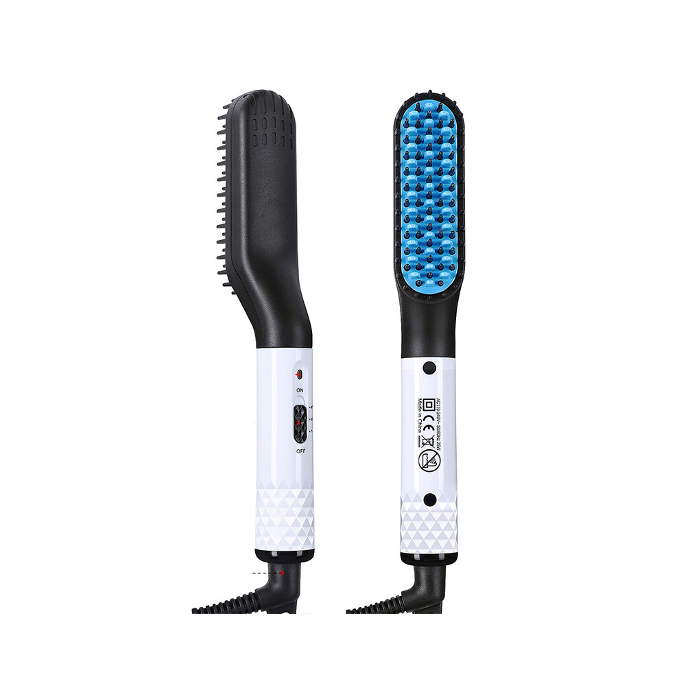 Xylfly Unisex White (, Us) Hot Comb Straightener Electric Negative Ion Heating Comb For Men Beard Hair Straightening Brush