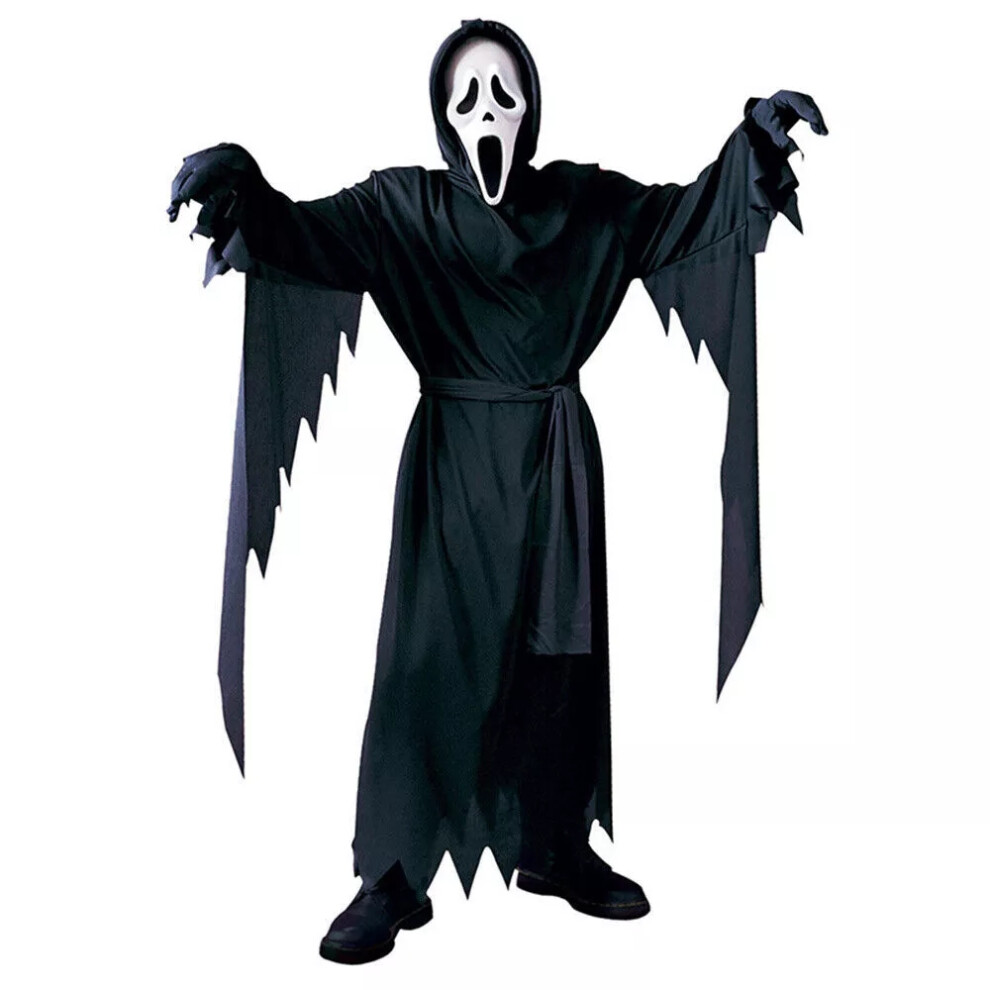 (12-14 Years) Kids Halloween Scream Cosplay Costume Ghost Boys Fancy Dress Outfit With Masks