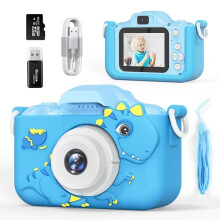 (Blue with 32G Card) Children Digital Cameras With 32G Card Dual Cameras Photography Educational Toys For Kids