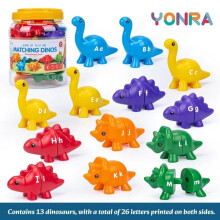 (Alphabet Style) Matching Dinosaur Toy With storage bucket Montessori Toys for Kids Counting Learning Toys