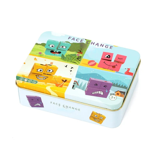 (1 Box) Cube Face Changing Building Blocks Board Game Wood Puzzle