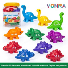 (Digital Style) Matching Dinosaur Toy With storage bucket Montessori Toys for Kids Counting Learning Toys