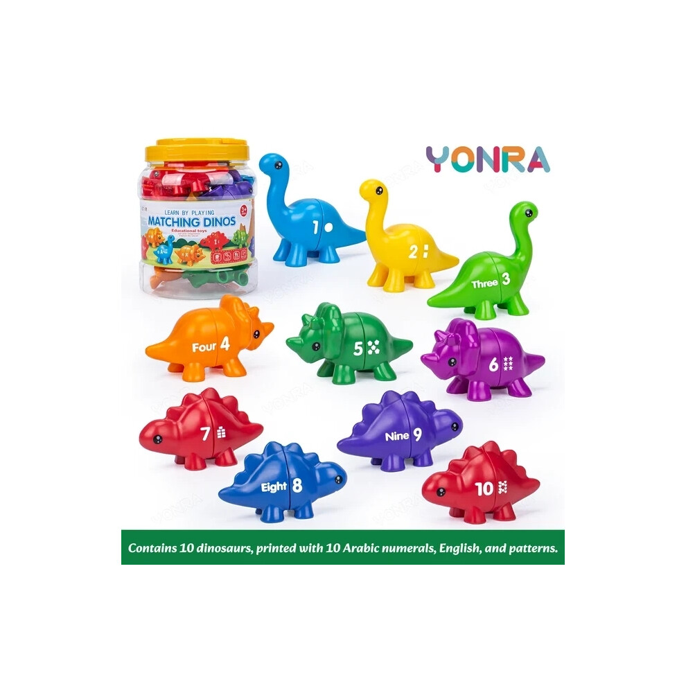 Closkye (Digital Style) Matching Dinosaur Toy With Storage Bucket Montessori Toys For Kids Counting Learning Toys