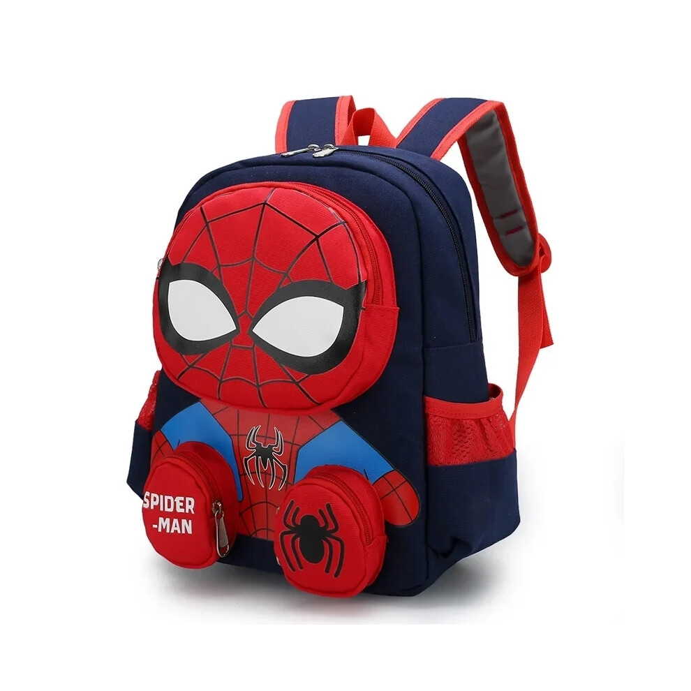 (Navy) Spiderman Backpacks Super Heroes Student School Bag Cartoon 3d Stereo Kindergarten Backpack
