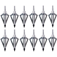 (silvery) LAIXING 12Pack 3 Fixed Blade Archery Hunting Broadheads 100Grain with Case Arrow Head