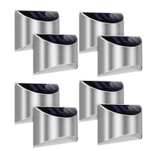 8Pc LED Solar Power Garden Fence Lights Wall Light Patio Outdoor Security Lamps