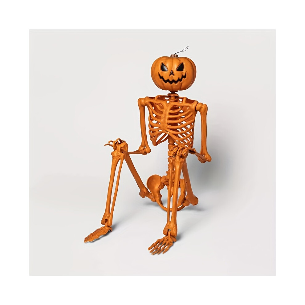 (Pumpkin) 60 Inch Swinging Pumpkin Skeleton Halloween Decoration Human Model