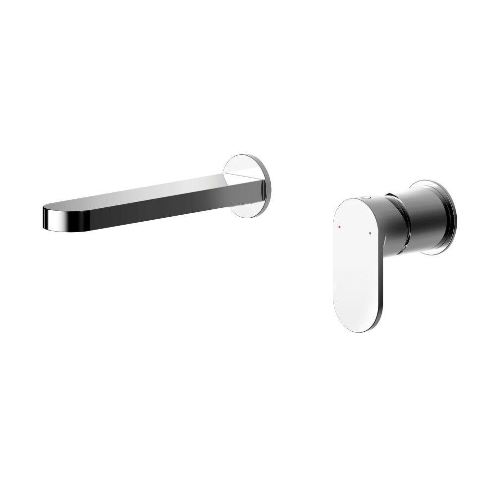 Round Wall Mount 2 Tap Hole Basin Mixer Tap - Chrome