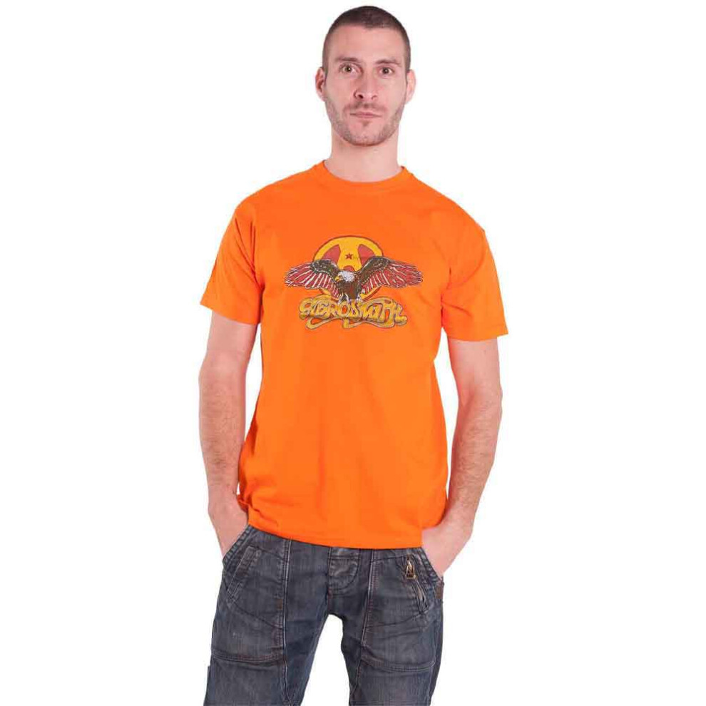 Aerosmith Men's Orange (Xxl, ) Eagle Logo T Shirt