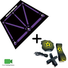 (purple mat with belt) Football Training Mat 90x60cm Rug Soccer Futbol Voetbal Train Carpet with Kick Trainer