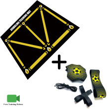 (yellow mat with belt) Football Training Mat 90x60cm Rug Soccer Futbol Voetbal Train Carpet with Kick Trainer