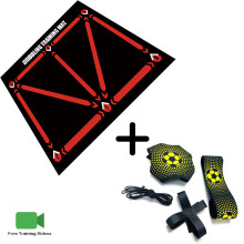(red mat with belt) Football Training Mat 90x60cm Rug Soccer Futbol Voetbal Train Carpet with Kick Trainer