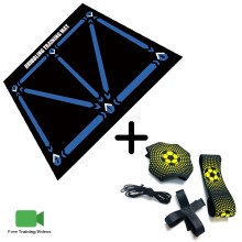 (blue mat with belt) Football Training Mat 90x60cm Rug Soccer Futbol Voetbal Train Carpet with Kick Trainer