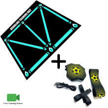 (green mat with belt) Football Training Mat 90x60cm Rug Soccer Futbol Voetbal Train Carpet with Kick Trainer
