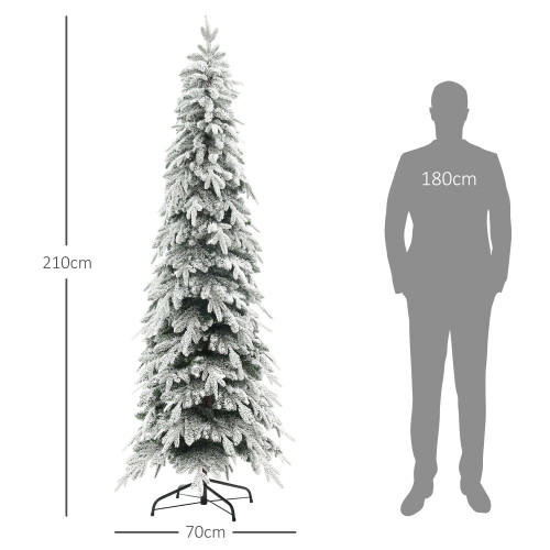 Homcom HOMCOM 7ft Flocked Pencil Christmas Tree with Auto Open, Steel Base 1