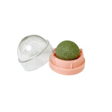(Pink) Natural Catnip Cat Wall Stick-on Ball Toy Scratchers Treats Healthy Natural