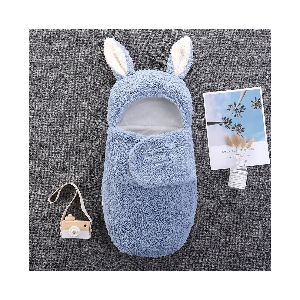 (Blue) Hot Selling Warm Solid Plush Sleeping Bag For Baby
