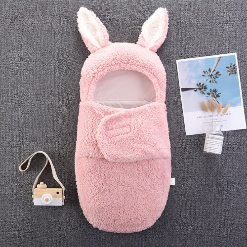 (Pink) Hot Selling Warm Solid Plush Sleeping Bag For Baby