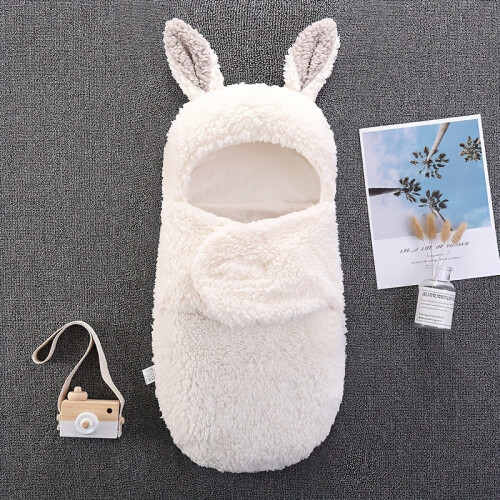 (White) Hot Selling Warm Solid Plush Sleeping Bag For Baby