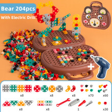 (Bear driller No box) Children Electric Drill Toolbox Driller Games Tool Toy for Boys 4 6 Years Old Montessori Screw Puzzle