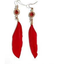 My Hero Hawks Cosplay Costume Red Feather Pendent Earrings