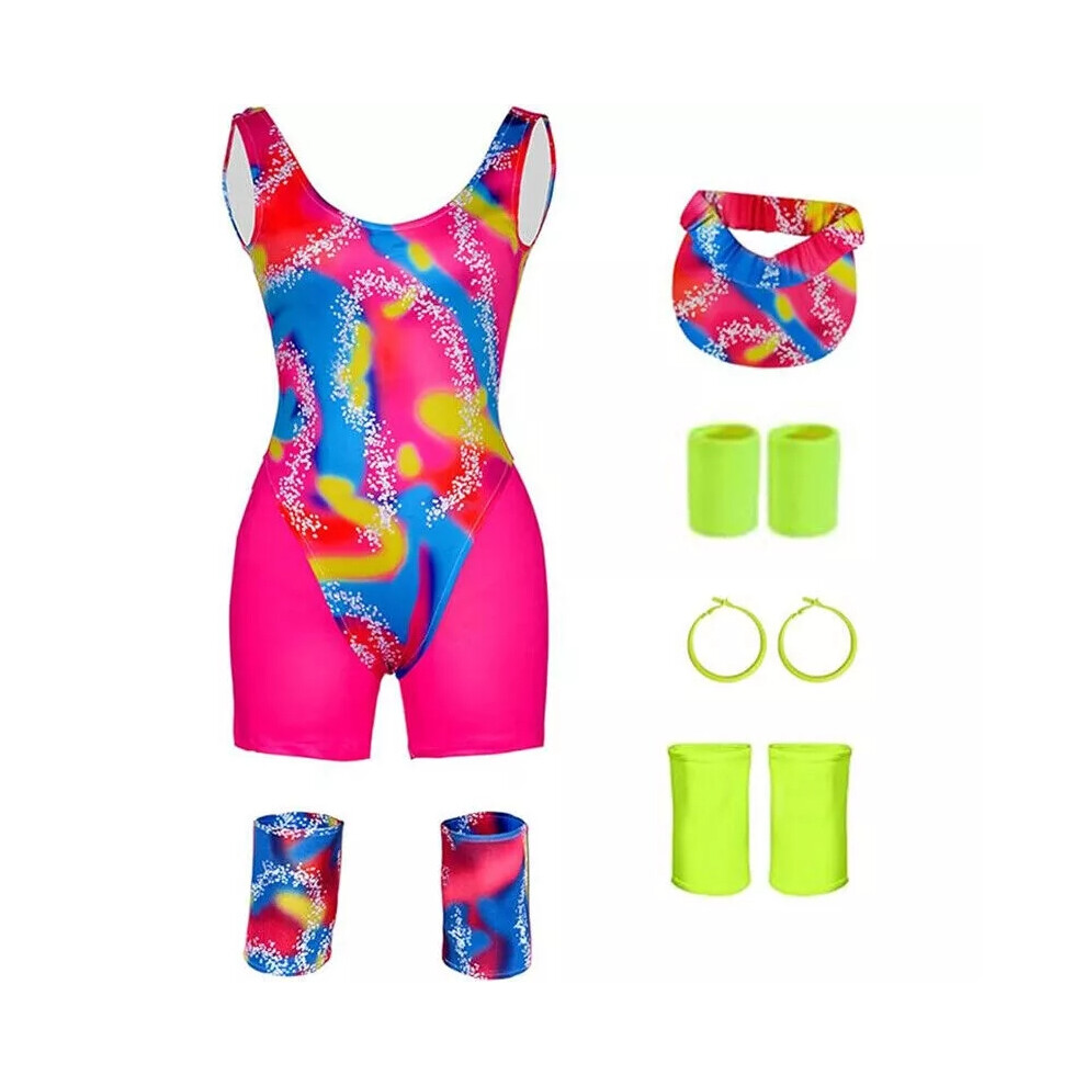 Flemye (Barbie, S) Adult Hawaiian Full Set Barbie Costume Halloween Dress Ken Ryan Gosling Cosplay