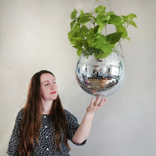 Mirror Disco Ball Hanging Planter Basket Shining Flower Pot Window Plant Holder