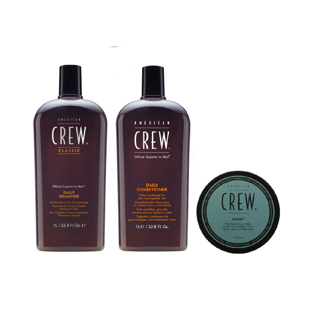 American Crew Daily Moisturizing Shampoo 1000ml, Conditioner 1000ml and Forming Cream 50g