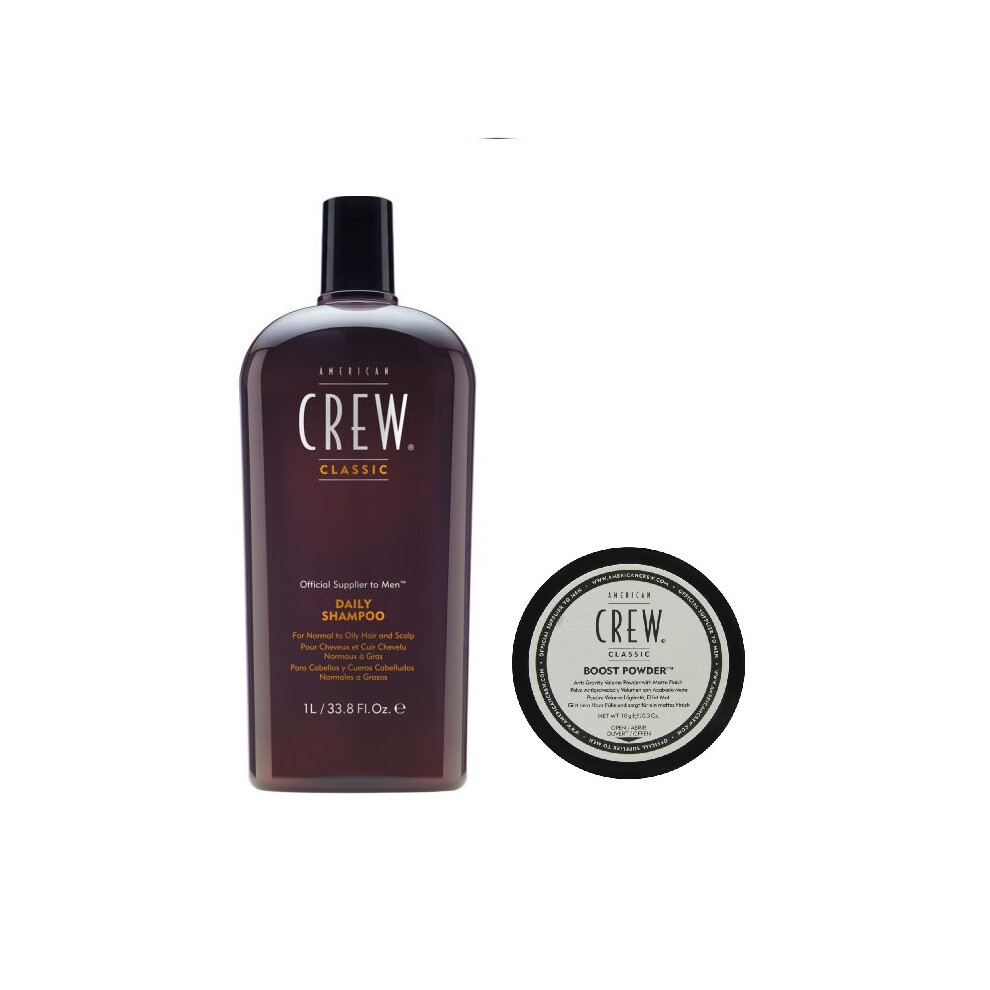 American Crew Daily Moisturizing Shampoo 1000ml and Boost Powder 10g