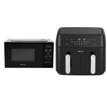 Emtronics Kitchen Set in Black 9L Dual Air Fryer and 20L Microwave Grill