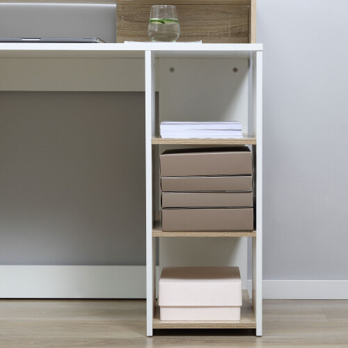 Homcom HOMCOM Multi-Storage & Workstation Desk Table Storage Shelves Home Office Oak 2