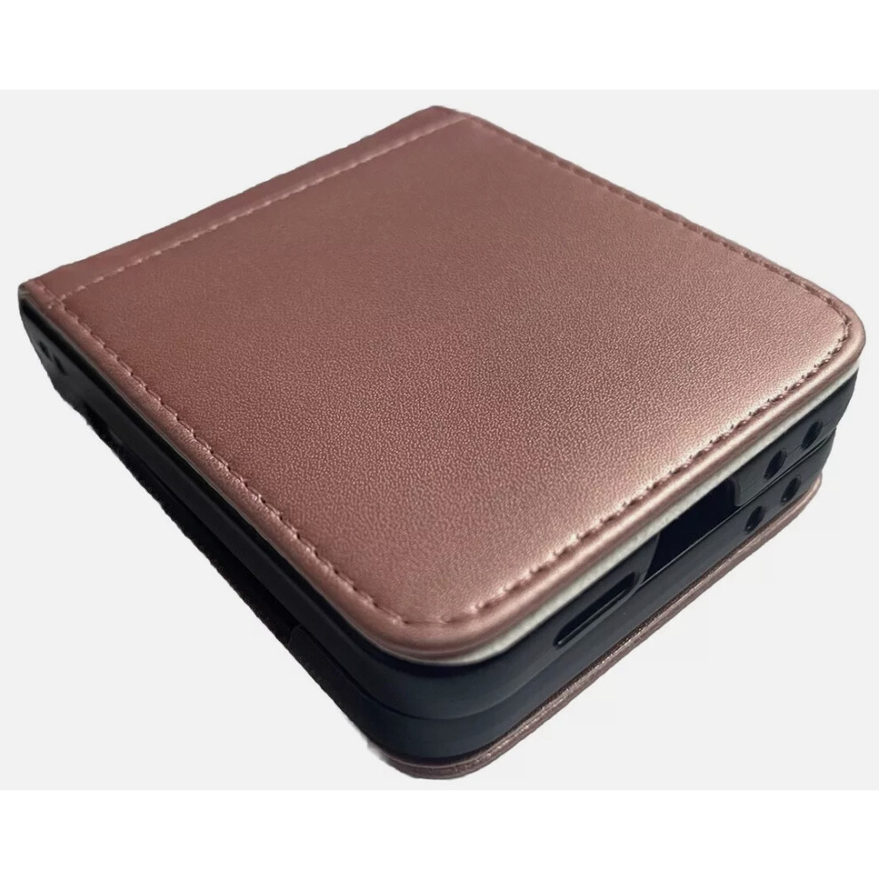 (Rose Gold) For Samsung Galaxy Z Flip 6 Case, Cover, Flip Book, Wallet, Folio, Leather /Gel