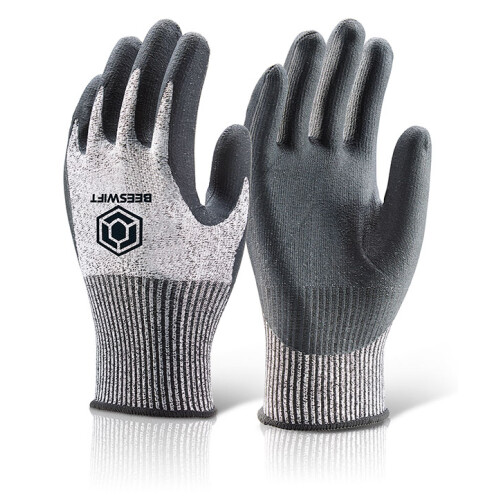 BEESWIFT MICRO FOAM NITRILE CUT LEVEL B GLOVES BLACK S