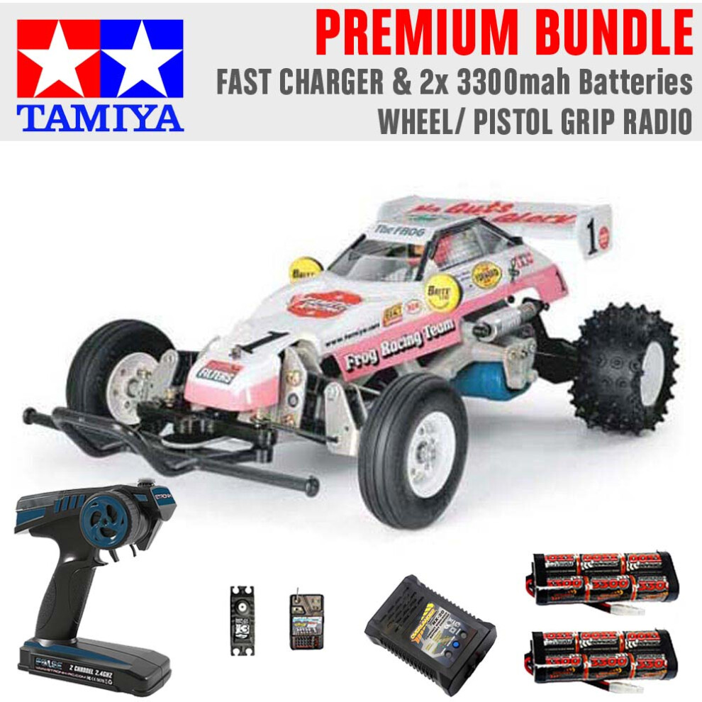 TAMIYA RC 58354 The Frog - Off Road Racer 1:10 Premium Wheel Radio Bundle