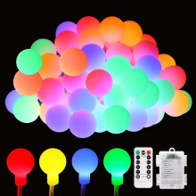ECOWHO Globe Fairy Lights Battery Operated 5.5M 50 LED Fairy Lights Color Changing Remote Timer Globe String Bedroom Xmas Halloween Garden Patio Party