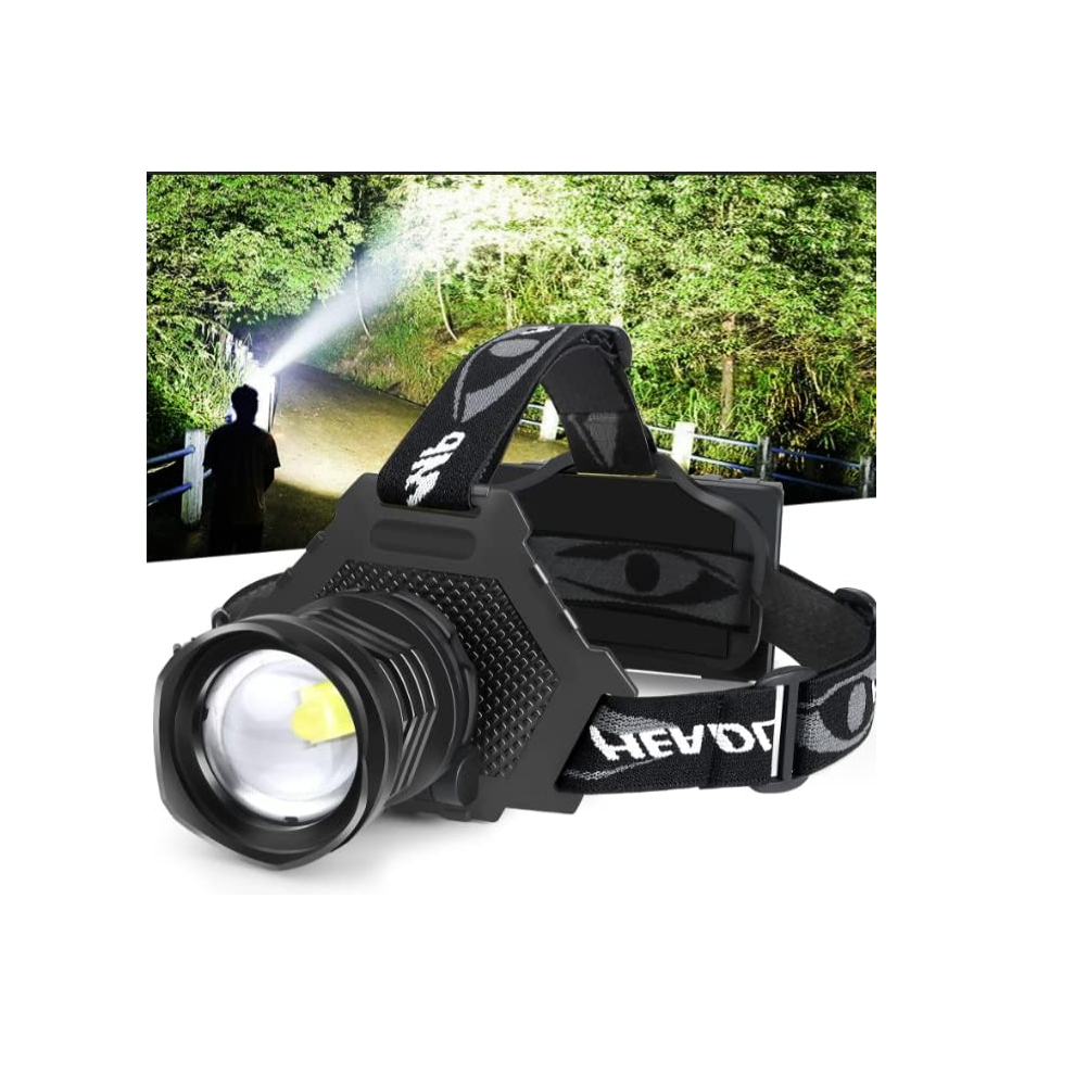 Chronus (Black) LED Headlamp - USB Rechargeable, Super Bright, 90000 Lumens, 5 Modes