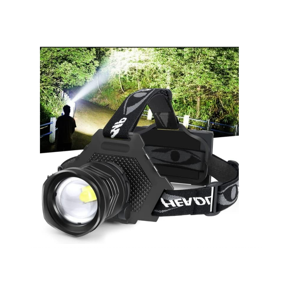 Chronus (Black) Led Headlamp - Usb Rechargeable, Super Bright, 90000 Lumens, 5 Modes Black