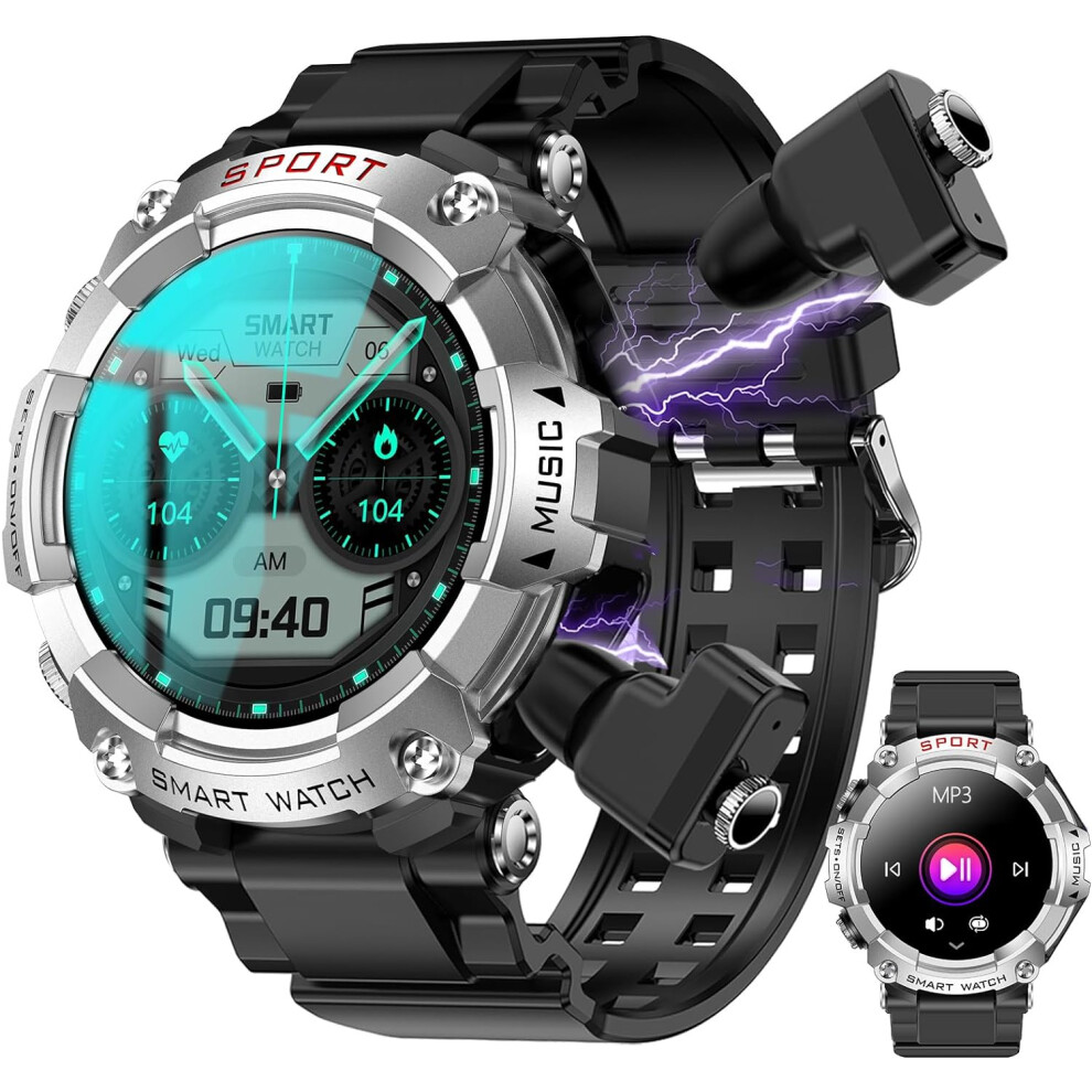 Chronus Smart Watch With Earbuds, 1.52" Screen, Calls, Fitness Tracker (Silver) Silver 6976919864337